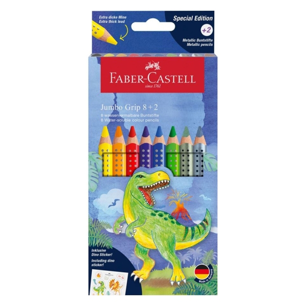 Limited Ed Dino Jumbo Grip Colour Pencils (10)