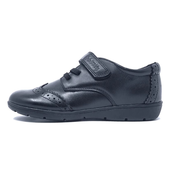 Carina Black Leather Lace Up & Velcro Shoe