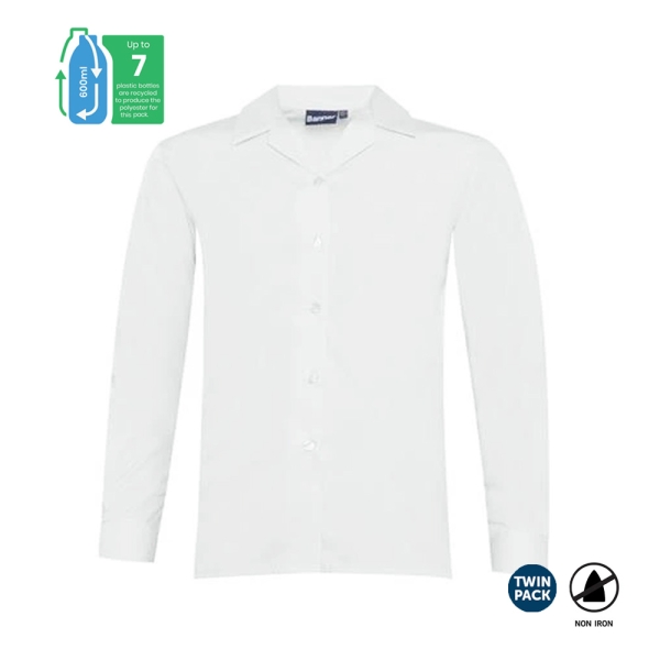 GIRLS Long Sleeve Revere Collar Blouse (2 Pack)